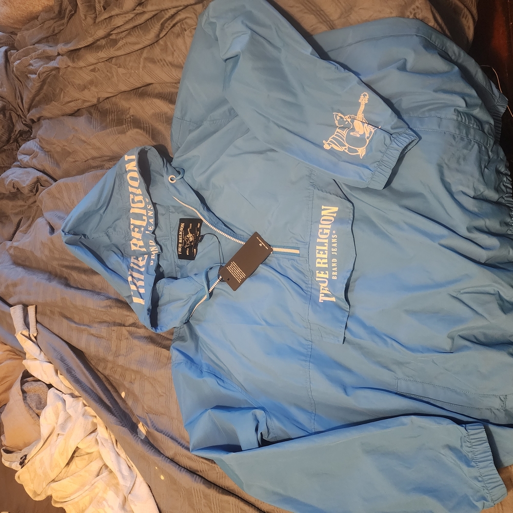 💙 TRUE RELIGION Blue Anorak Hoodie Jacket (NWT)